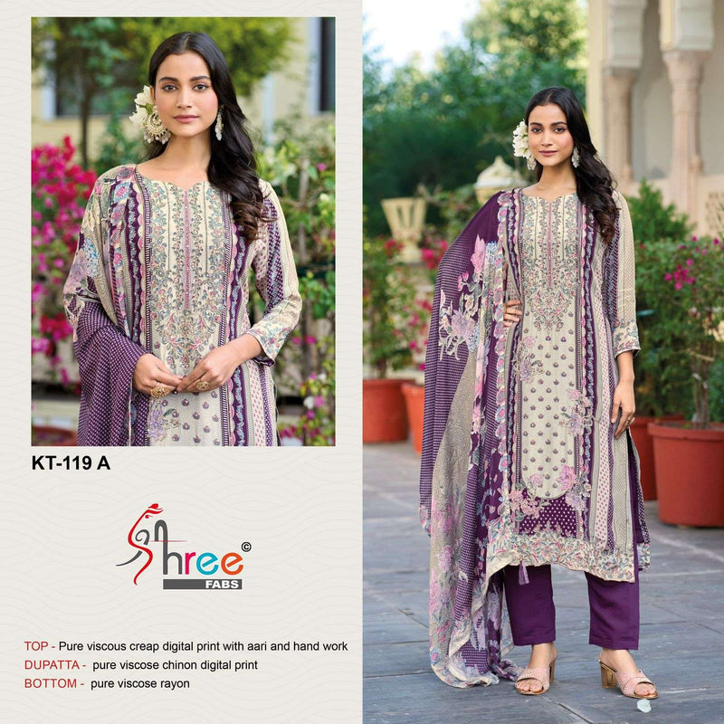 Shree Fabs Kt 119 Pure Crepe Silk Digital Print Mirror Work Salwar Suit