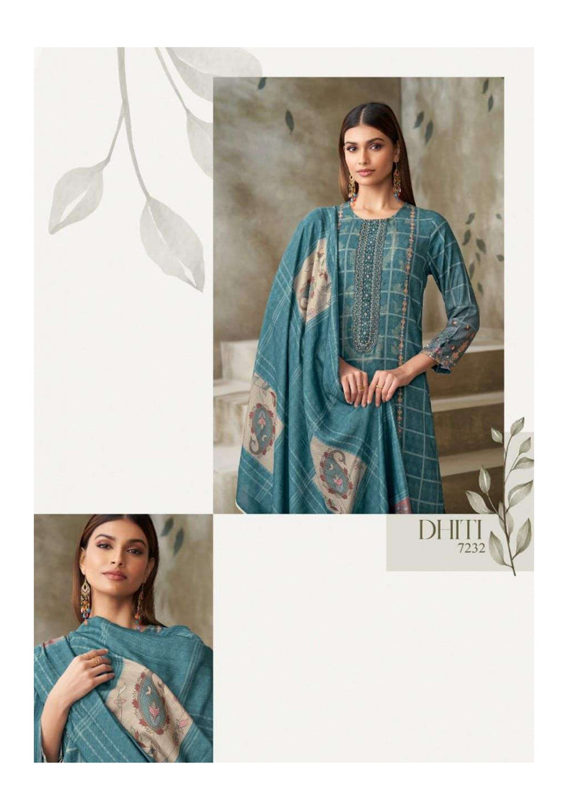 Sudriti Dhiti Digital Print Twill Handwork Organza Silk Embroidered Salwar Suit