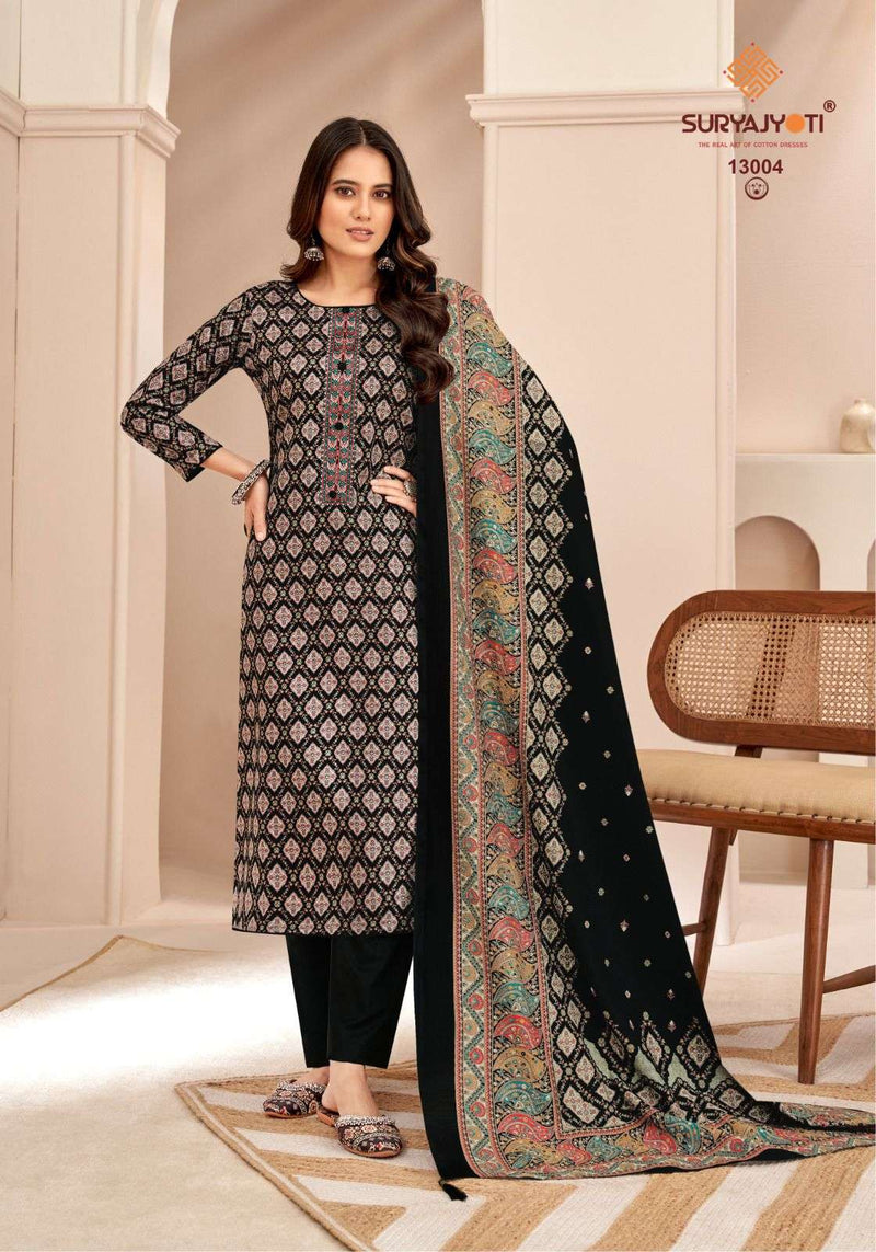 Suryajyoti Kalki Vol 13 Jam Satin Print Embroidery Work Salwar Suit