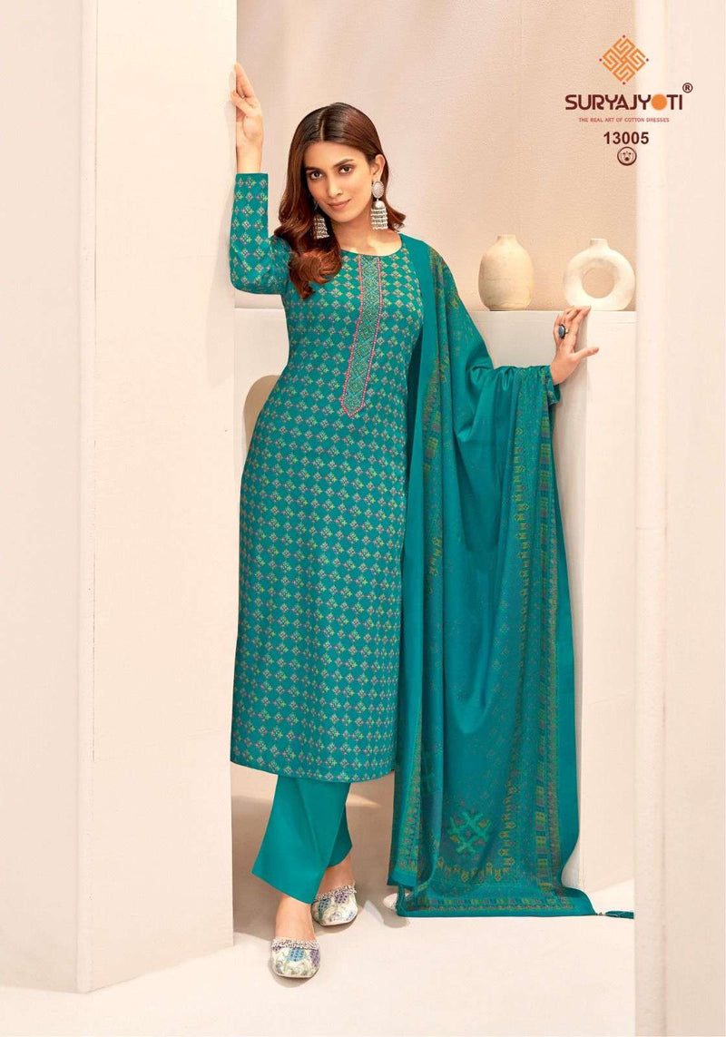 Suryajyoti Kalki Vol 13 Jam Satin Print Embroidery Work Salwar Suit