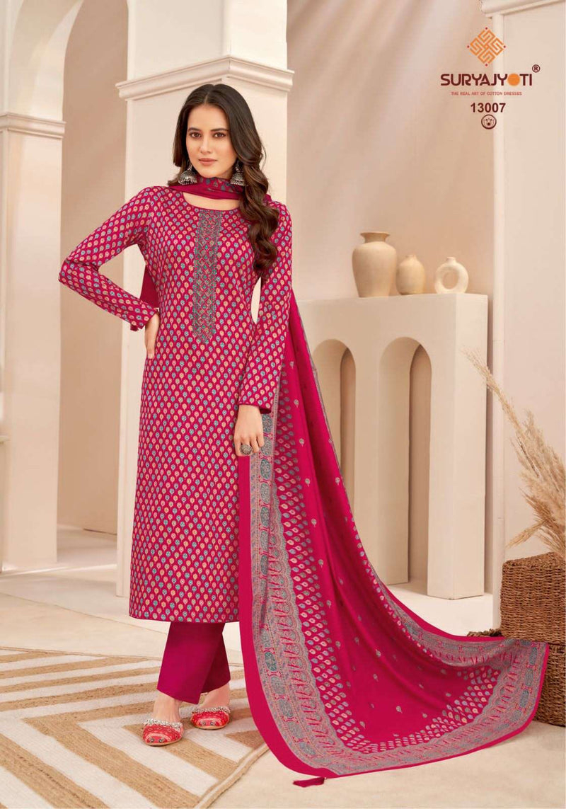Suryajyoti Kalki Vol 13 Jam Satin Print Embroidery Work Salwar Suit