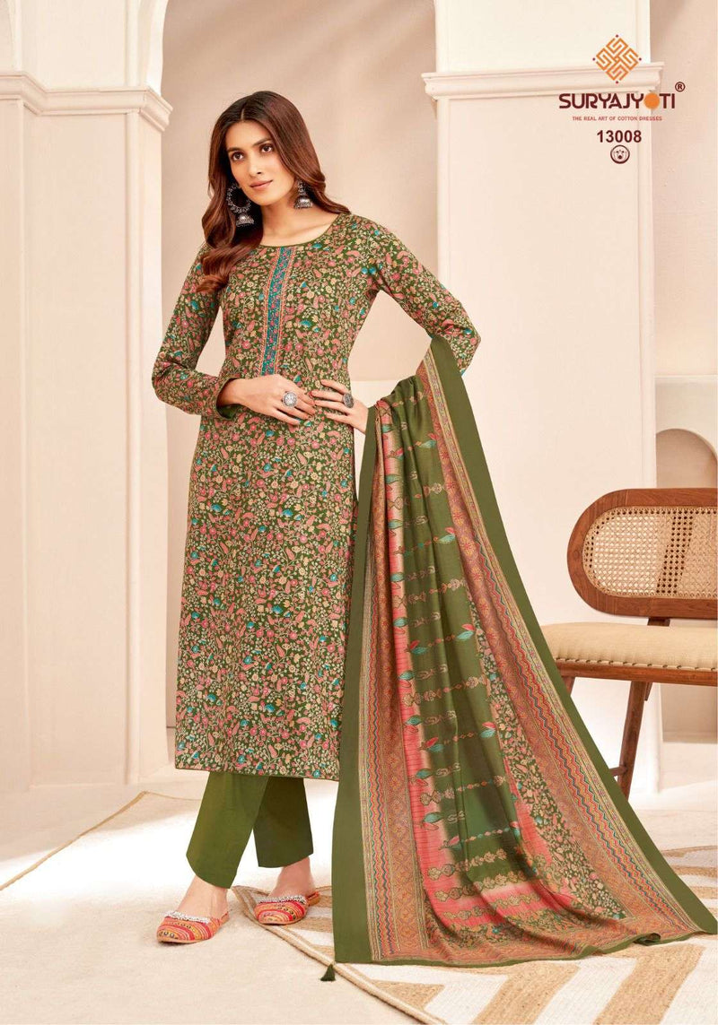 Suryajyoti Kalki Vol 13 Jam Satin Print Embroidery Work Salwar Suit