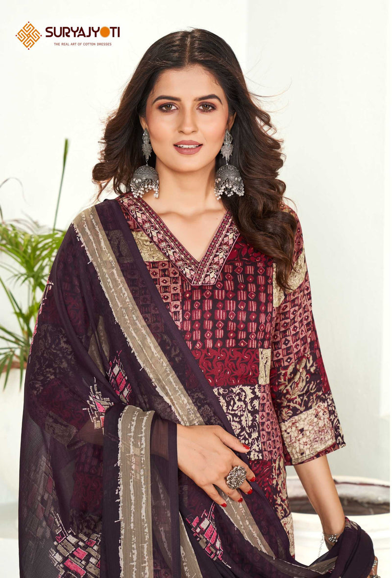 Suryajyoti Karishma Vol 4 Cotton Print With Neck Work Exclusive Wear Designer Set Of Kurti