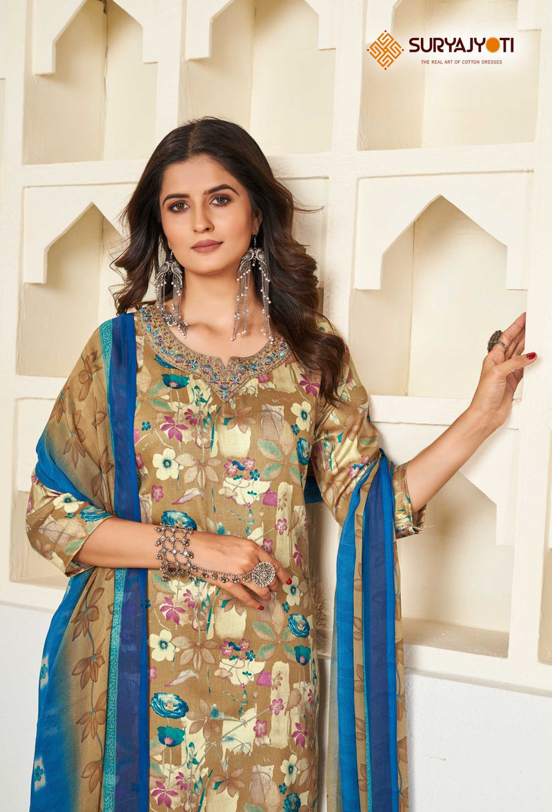 Suryajyoti Karishma Vol 4 Cotton Print With Neck Work Exclusive Wear Designer Set Of Kurti