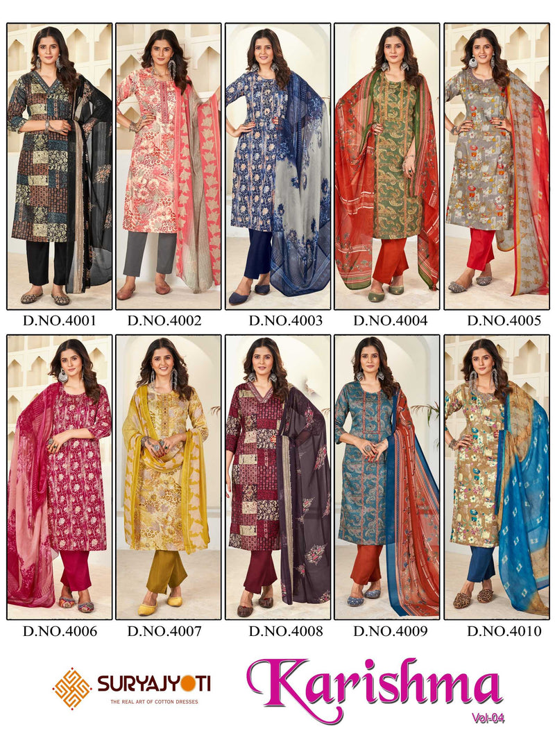 Suryajyoti Karishma Vol 4 Cotton Print With Neck Work Exclusive Wear Designer Set Of Kurti