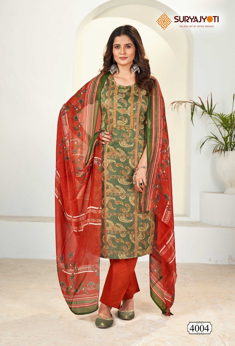 Suryajyoti Karishma Vol 4 Cotton Print With Neck Work Exclusive Wear Designer Set Of Kurti
