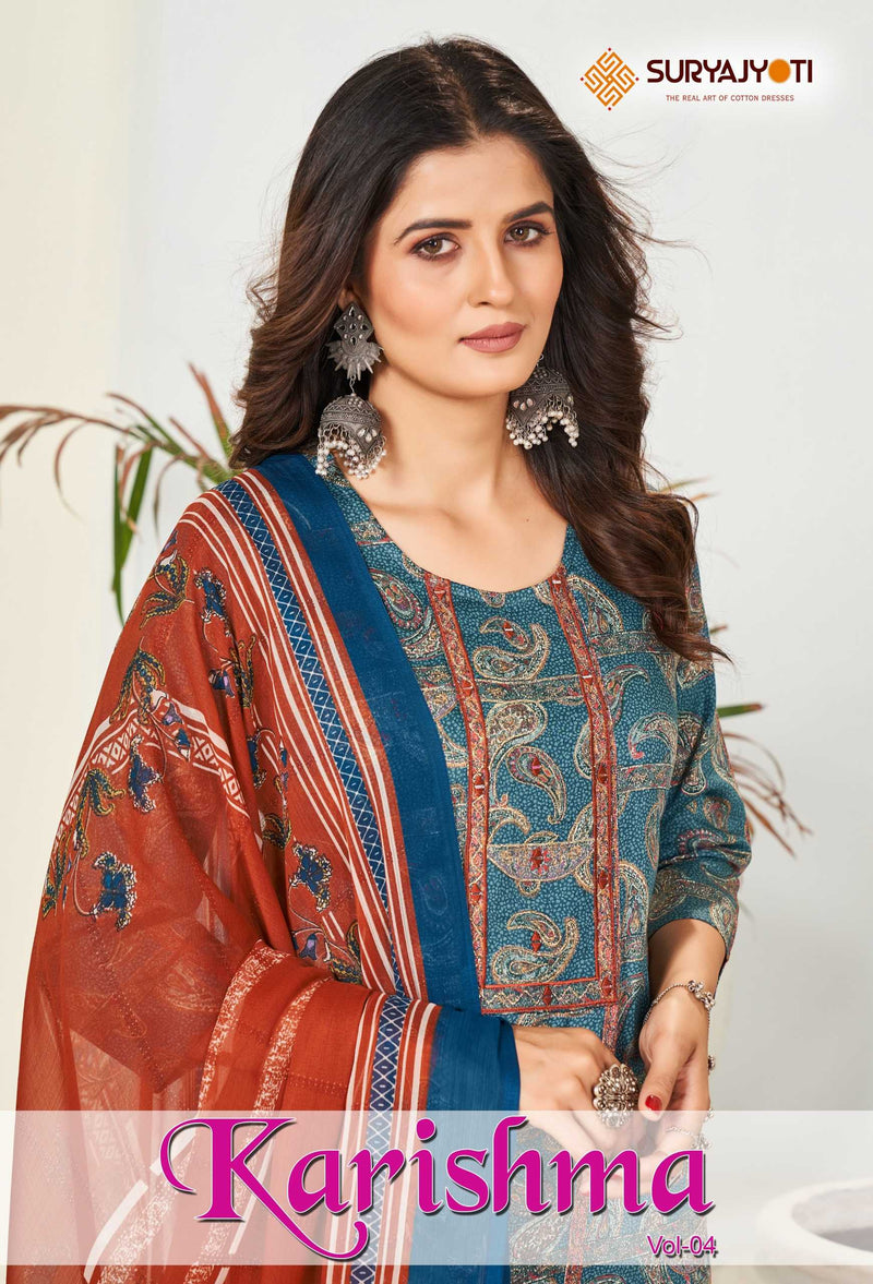 Suryajyoti Karishma Vol 4 Cotton Print With Neck Work Exclusive Wear Designer Set Of Kurti