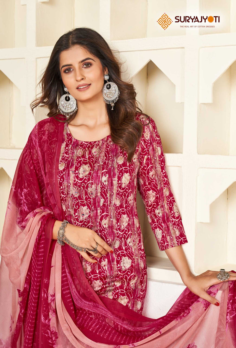 Suryajyoti Karishma Vol 4 Cotton Print With Neck Work Exclusive Wear Designer Set Of Kurti