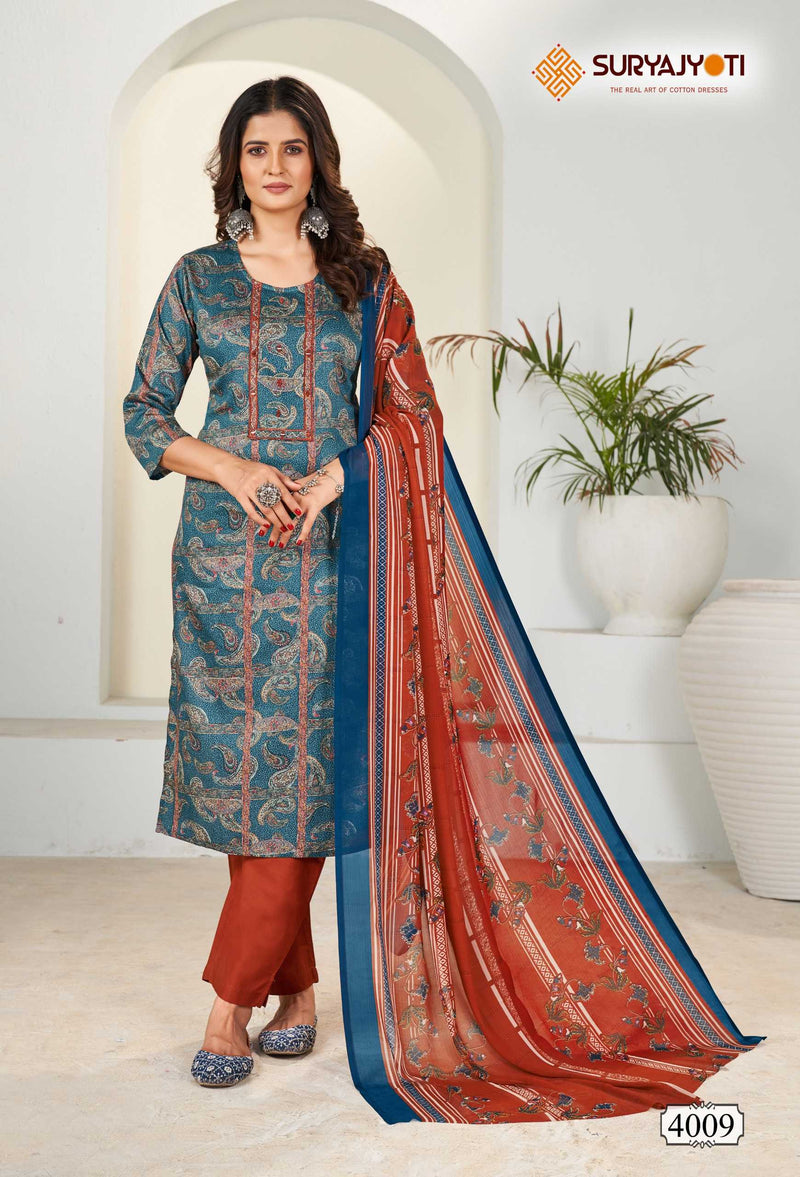 Suryajyoti Karishma Vol 4 Cotton Print With Neck Work Exclusive Wear Designer Set Of Kurti