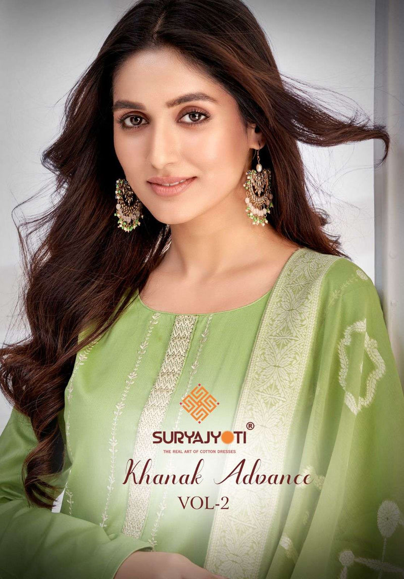 Suryajyoti Khanak Advance Vol 2 Jam Satin  With Neck &amp; Border Embroidery & Swarovski Diamond Work Salwar Suit