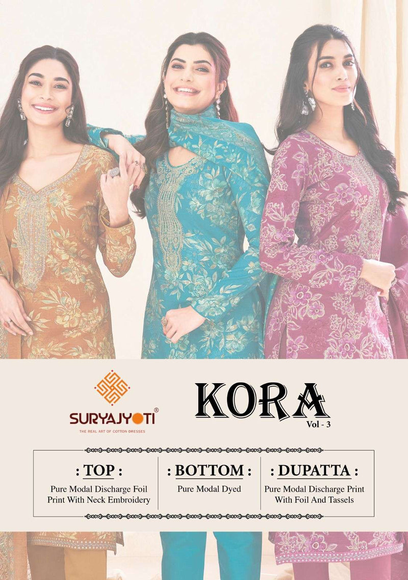 Suryajyoti Kora Vol 2 Pure Modal Print Embroidery Work Salwar Suit