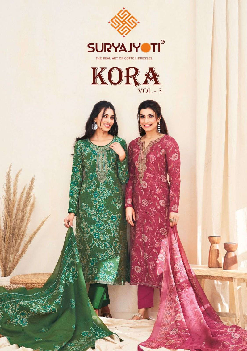 Suryajyoti Kora Vol 2 Pure Modal Print Embroidery Work Salwar Suit