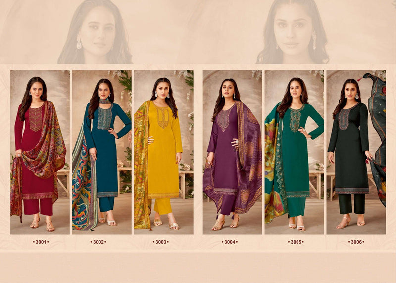 Suryajyoti Pal Vol 3 Jam Satin With Neck, Border Embroidery Swarovski Diamond Work