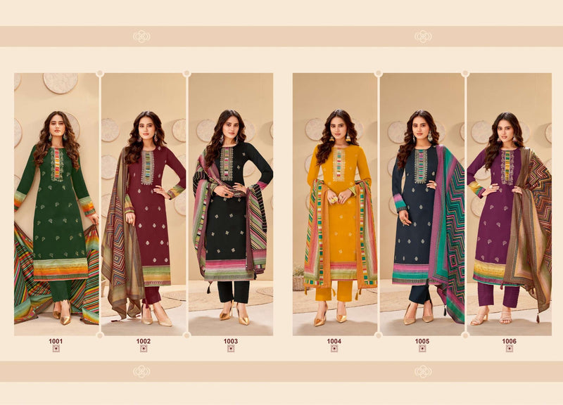 Suryajyoti Pallavi Vol 1 Jam Satin Print With Foil Handwork And Swarovski Salwar Kameez