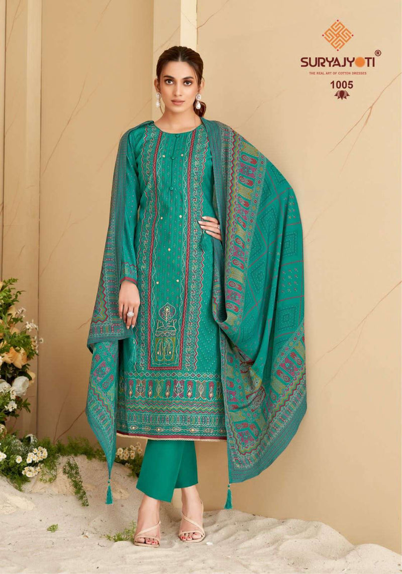 Suryajyoti Payal Vol 1 Modal Discharge Print With Foil Heavy Hand Work Full Top And Swarovski Salwar Kameez