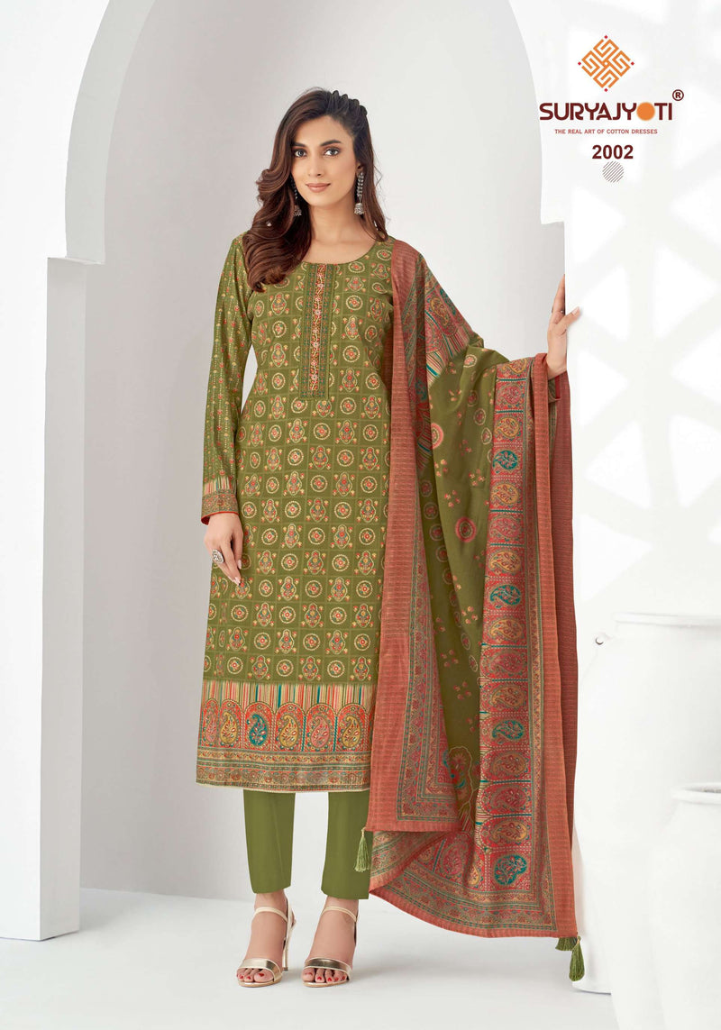 Suryajyoti Puspa Vol 2 Modal Print With Foil Neck Embroidery Casual Wear Salwar Kameez
