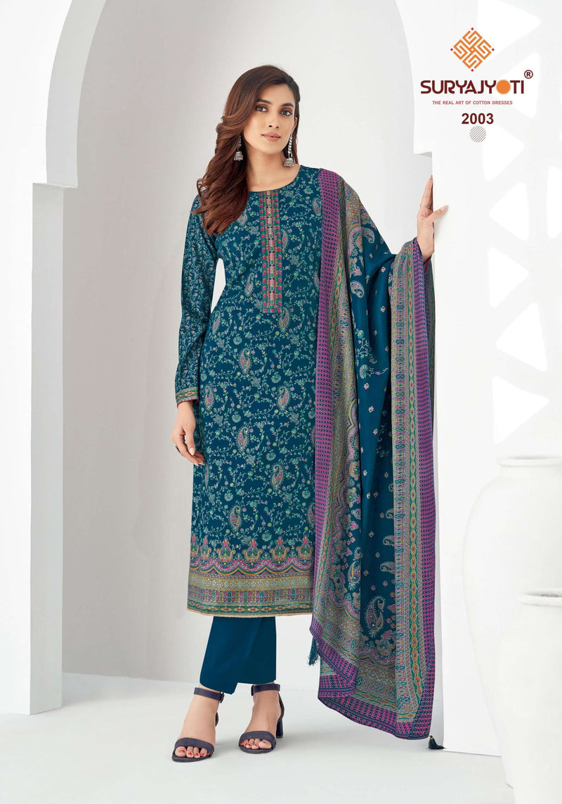 Suryajyoti Puspa Vol 2 Modal Print With Foil Neck Embroidery Casual Wear Salwar Kameez