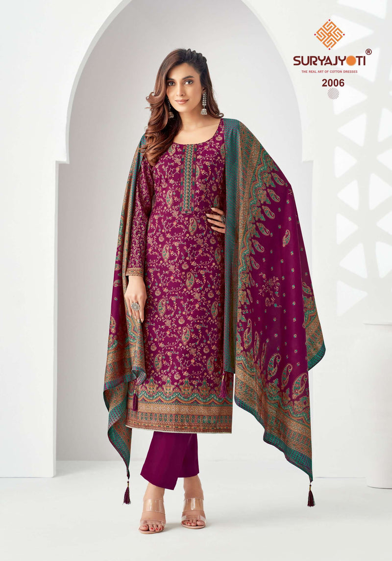Suryajyoti Puspa Vol 2 Modal Print With Foil Neck Embroidery Casual Wear Salwar Kameez