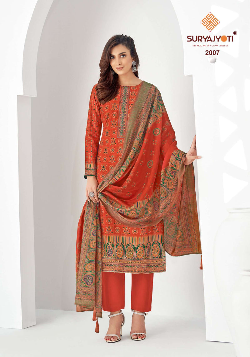 Suryajyoti Puspa Vol 2 Modal Print With Foil Neck Embroidery Casual Wear Salwar Kameez