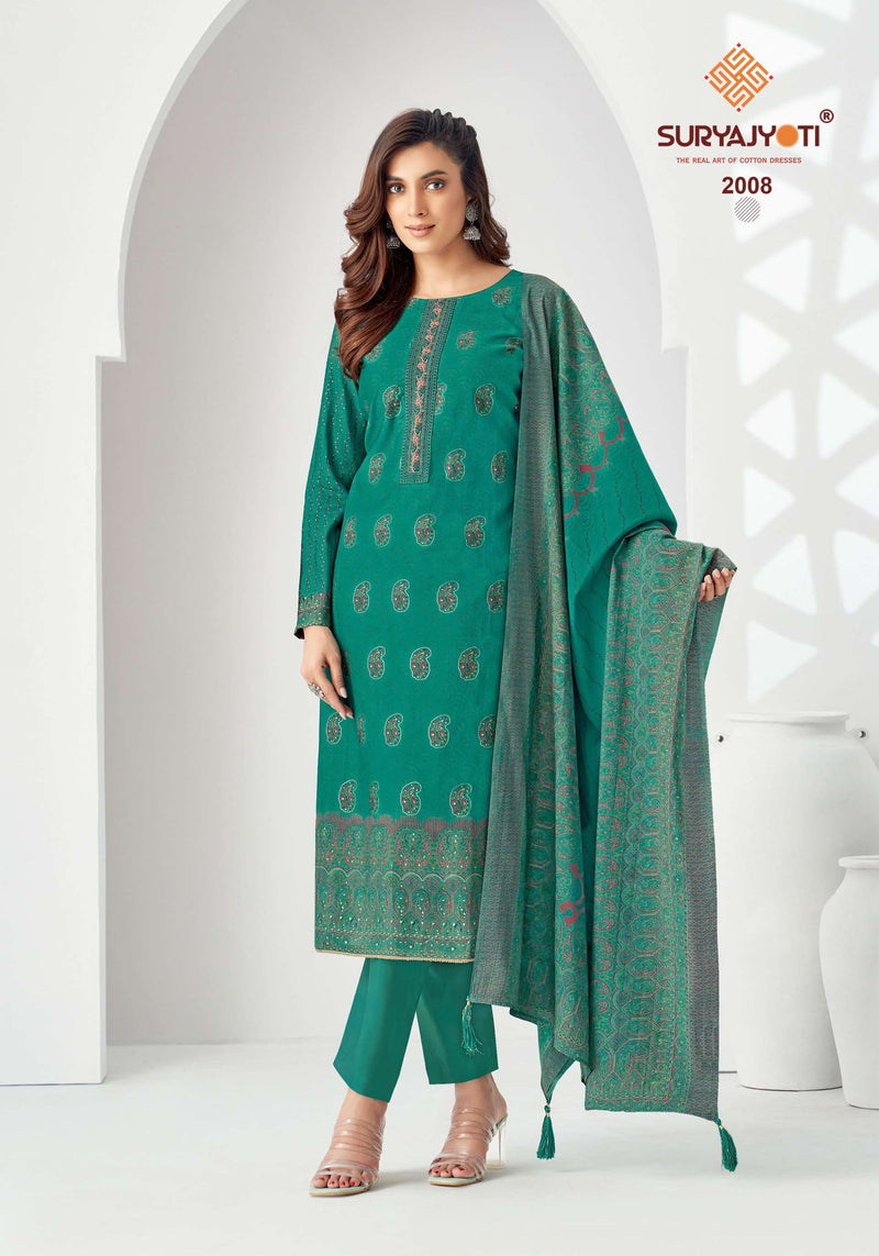 Suryajyoti Puspa Vol 2 Modal Print With Foil Neck Embroidery Casual Wear Salwar Kameez
