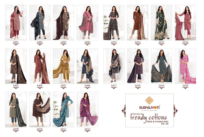 Suryajyoti Trendy Cotton Vol 64 Pure Cotton Casual Wear Salwar Suit