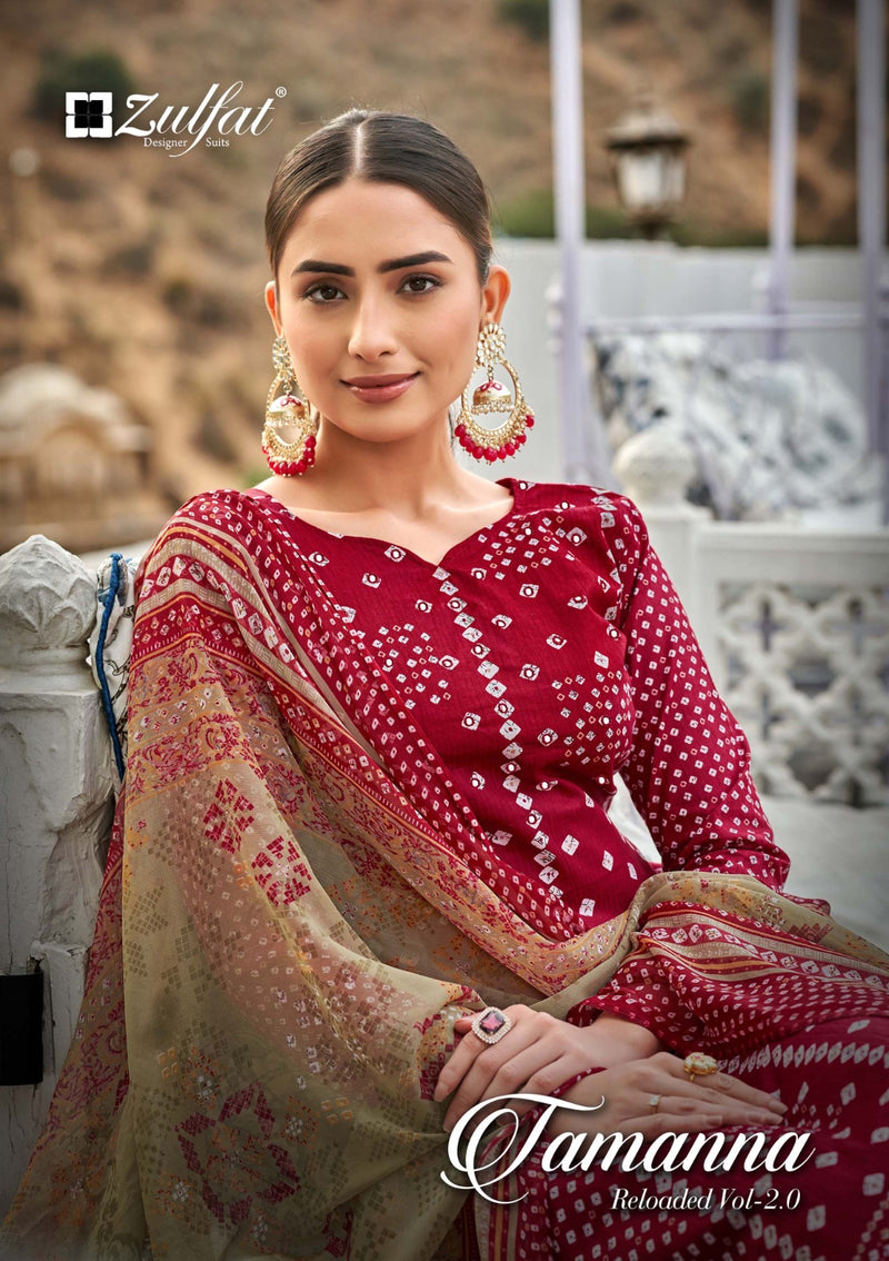 Zulfat Designer Suits Tamanna Vol 2 Cotton Exclusive Designer Printed Mirror Handwork Casual Wear Salwar Suits