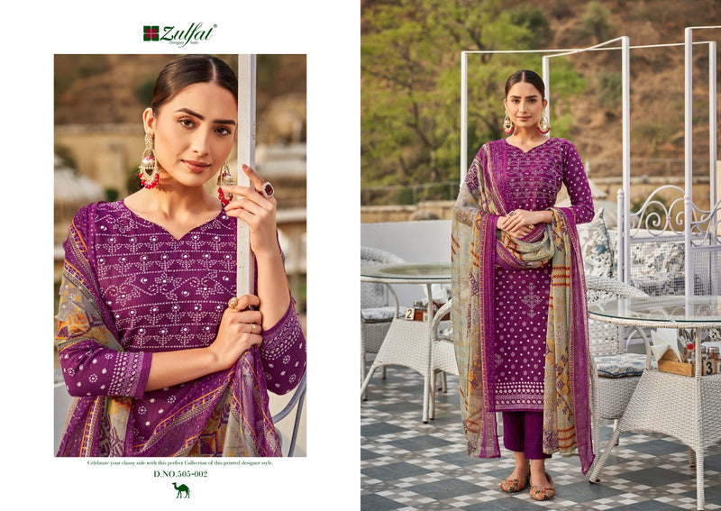 Zulfat Designer Suits Tamanna Vol 2 Cotton Exclusive Designer Printed Mirror Handwork Casual Wear Salwar Suits
