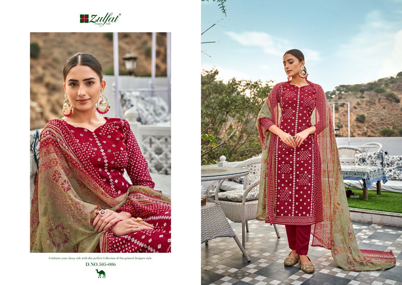 Zulfat Designer Suits Tamanna Vol 2 Cotton Exclusive Designer Printed Mirror Handwork Casual Wear Salwar Suits