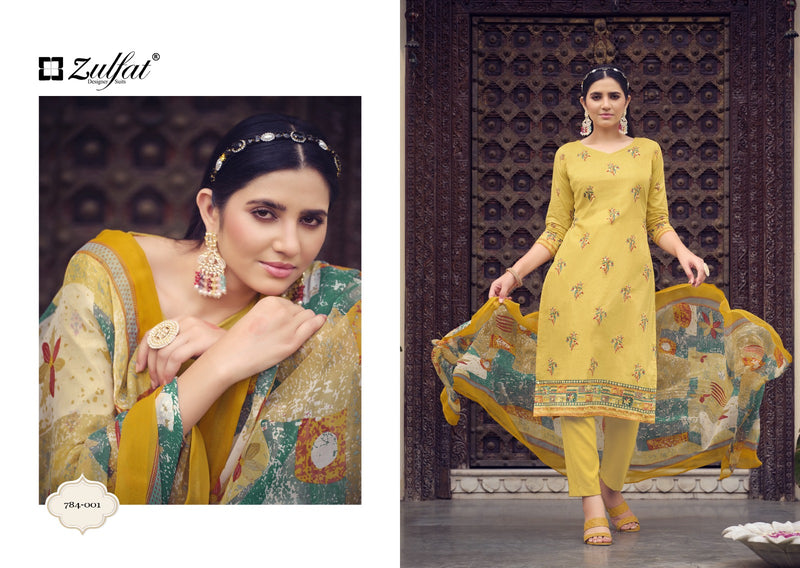 Zulfat Designer Tanmana Vol 3 Cotton Designer Prints With Hand Work Salwar Suits