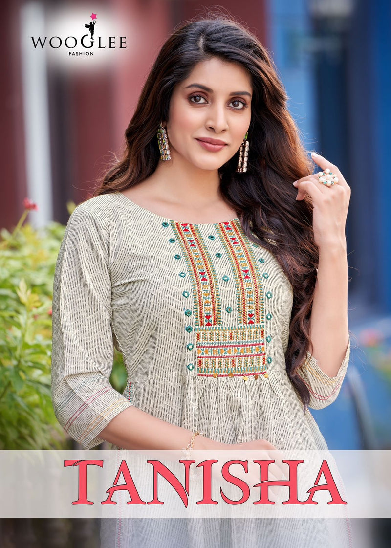 Wooglee Tanisha Rayon Print Naira Style Fancy Kurtis