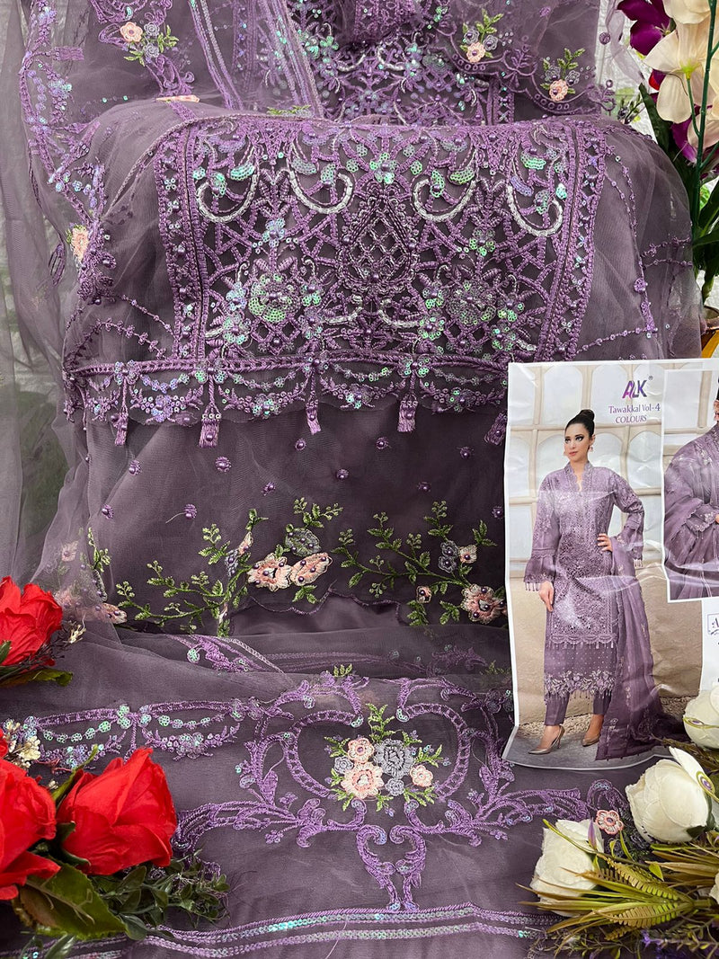 Al Khushbu Tawakkal Vol 4 Butterfly Net With Hevay Embroidery Designer Pakistani Suits