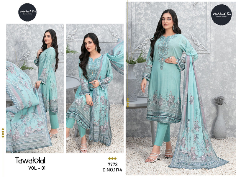 Mehboob Tex Tawakkal Vol 1 Cotton Embroidery Patch Exclusive Suit Collection