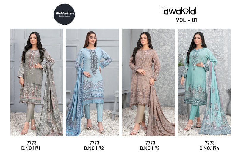 Mehboob Tex Tawakkal Vol 1 Cotton Embroidery Patch Exclusive Suit Collection