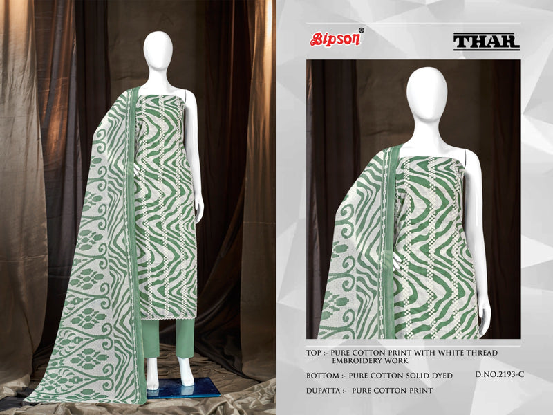Bipson Fashion Thar 2193 Printed Cotton With Fancy Thered Work Designer Suits