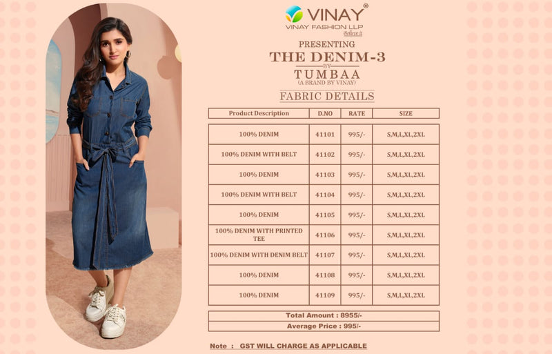 Vinay Fashion Tumbaa The Denim Vol 3 Fancy Designer Summer Wear Denim Kurtis