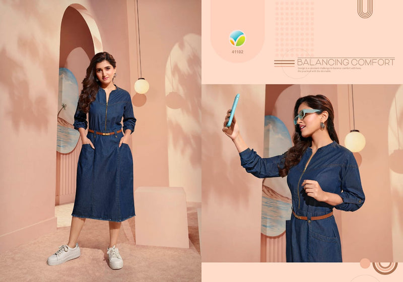 Vinay Fashion Tumbaa The Denim Vol 3 Fancy Designer Summer Wear Denim Kurtis