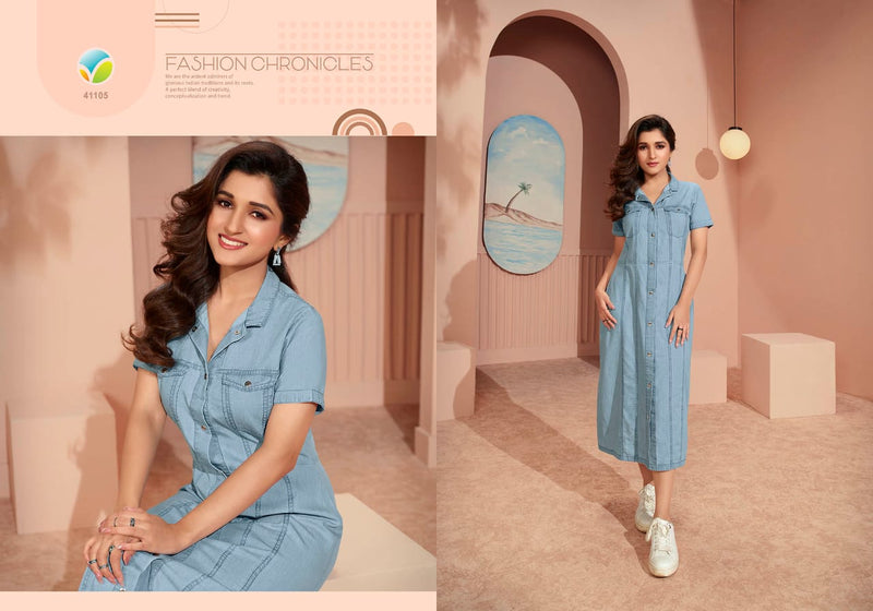 Vinay Fashion Tumbaa The Denim Vol 3 Fancy Designer Summer Wear Denim Kurtis