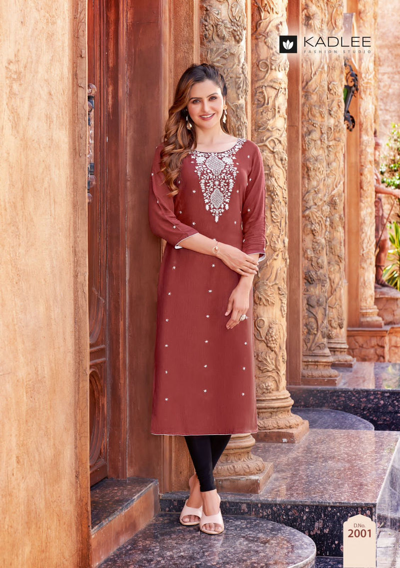 Kadlee Fashion Toran Rayon Weaving Fancy Thread Work Kurtis