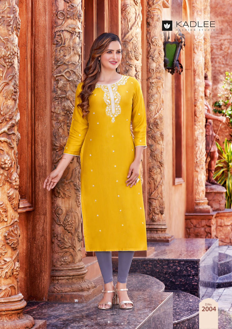 Kadlee Fashion Toran Rayon Weaving Fancy Thread Work Kurtis