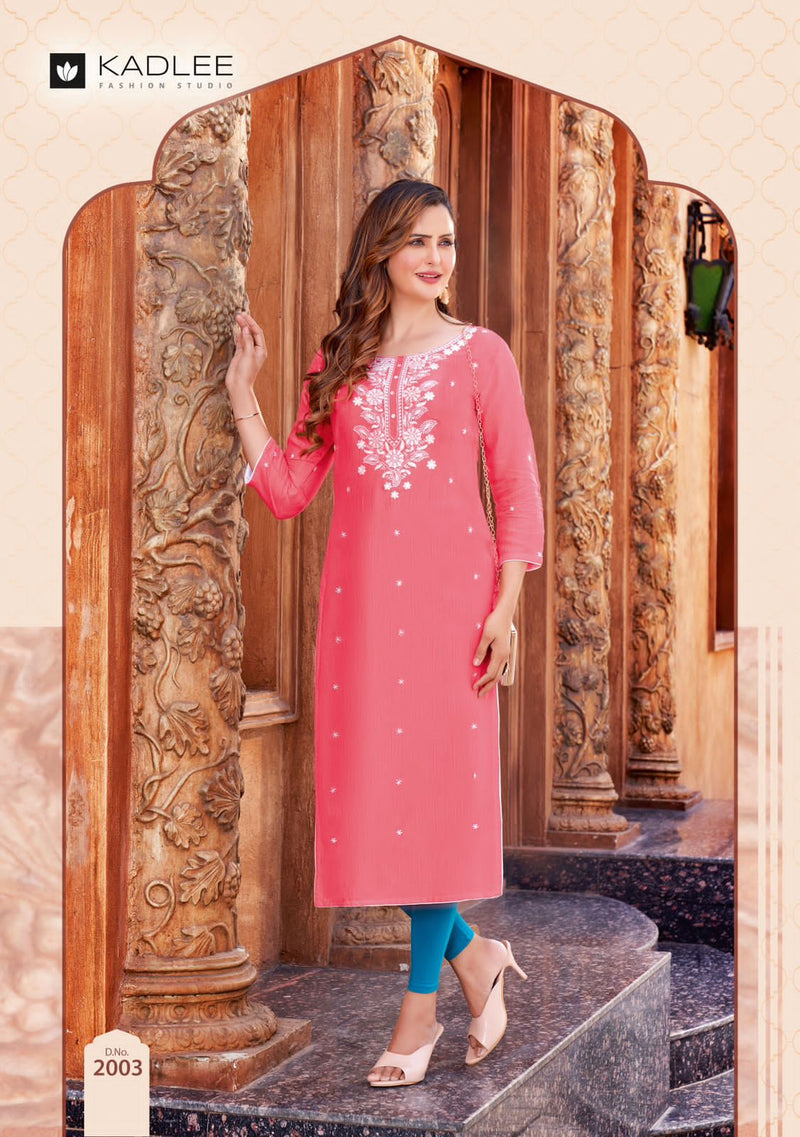 Kadlee Fashion Toran Rayon Weaving Fancy Thread Work Kurtis