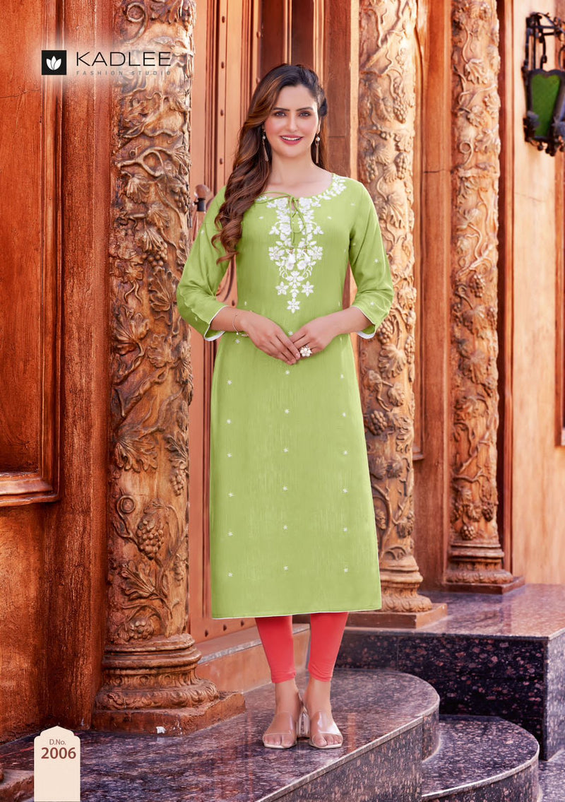 Kadlee Fashion Toran Rayon Weaving Fancy Thread Work Kurtis