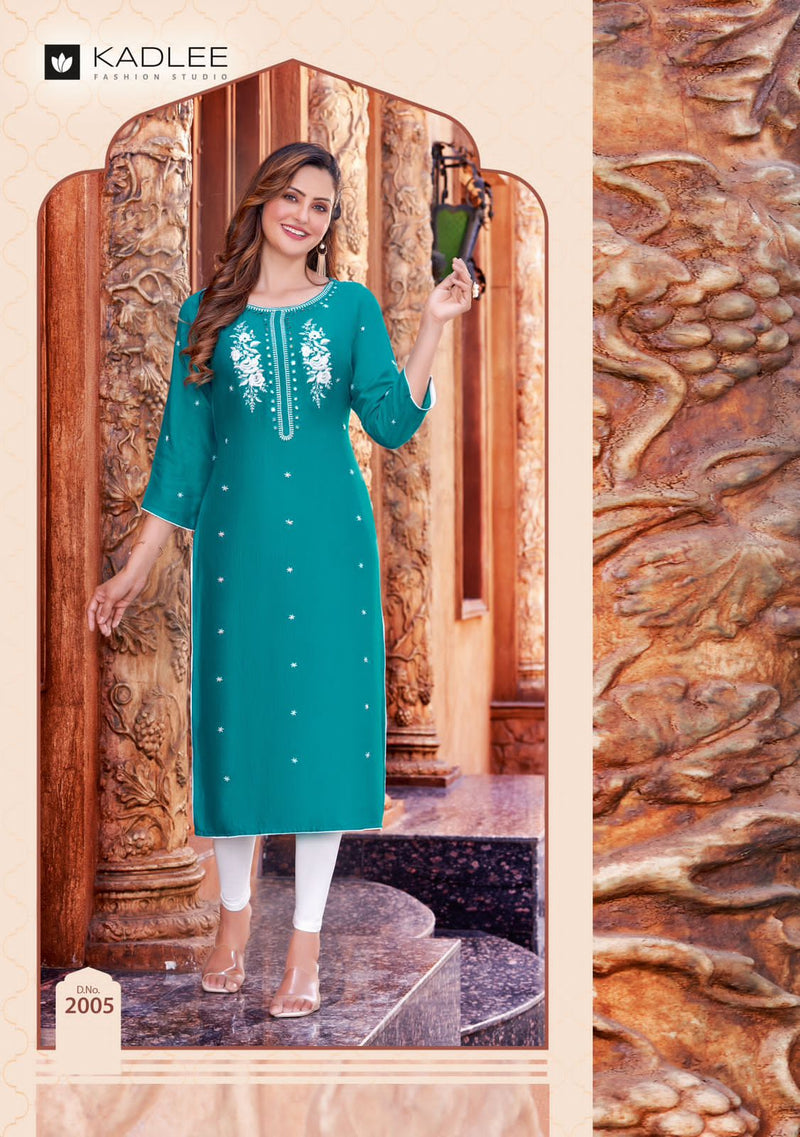 Kadlee Fashion Toran Rayon Weaving Fancy Thread Work Kurtis