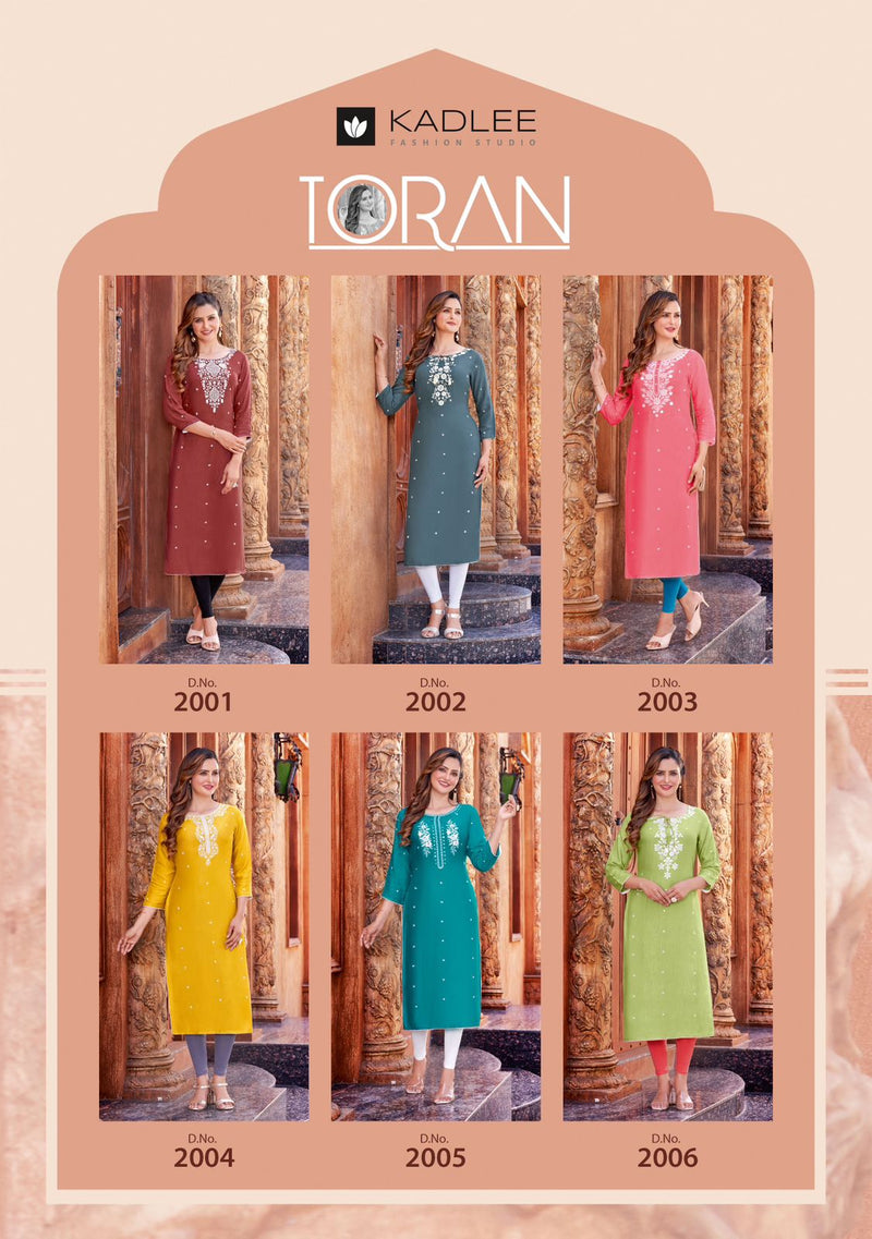 Kadlee Fashion Toran Rayon Weaving Fancy Thread Work Kurtis