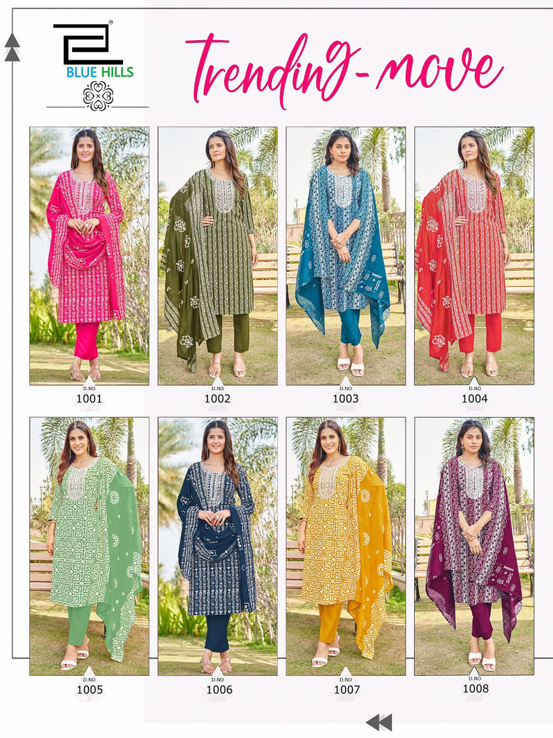 Blue Hills Trending Move Rayon Batik Prints With Thered Work Kurti Combo