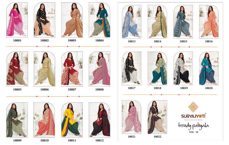 Suryajyoti Trendy Patiyala Vol 10 Cotton Fancy Printed Patiyala Suits