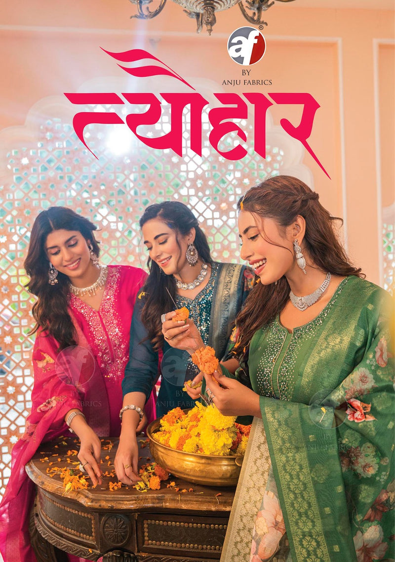 Anju Fabrics Tyohaar Viscose With Oragnaza Digital Printed Designer Readymade Suits