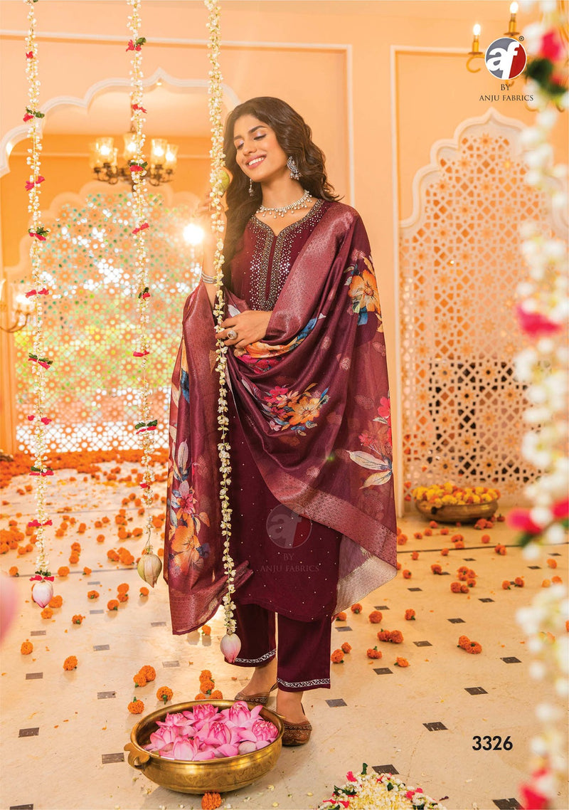 Anju Fabrics Tyohaar Viscose With Oragnaza Digital Printed Designer Readymade Suits