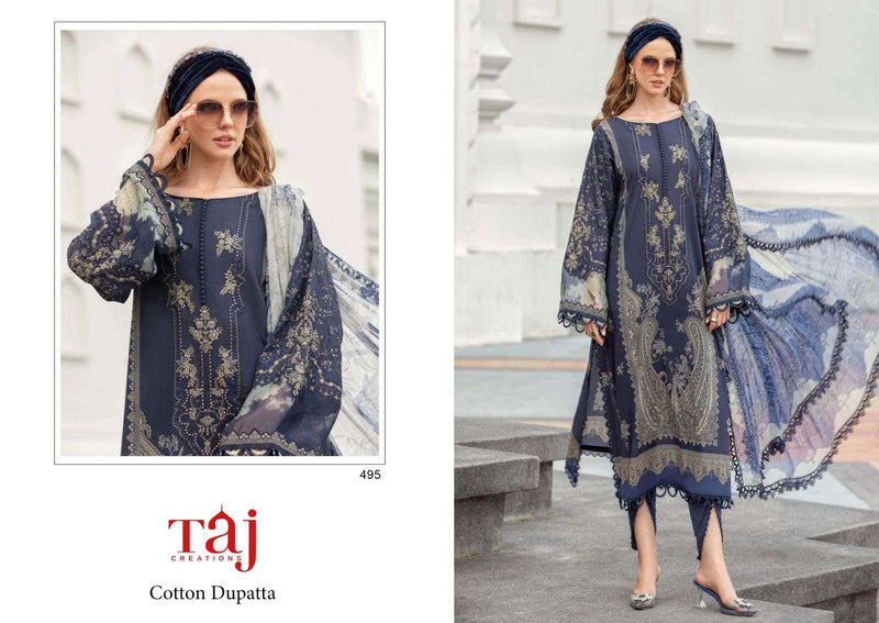 Taj Creation 495 And 496 Pure Cotton Embroidered Casual Wear Salwar Suit