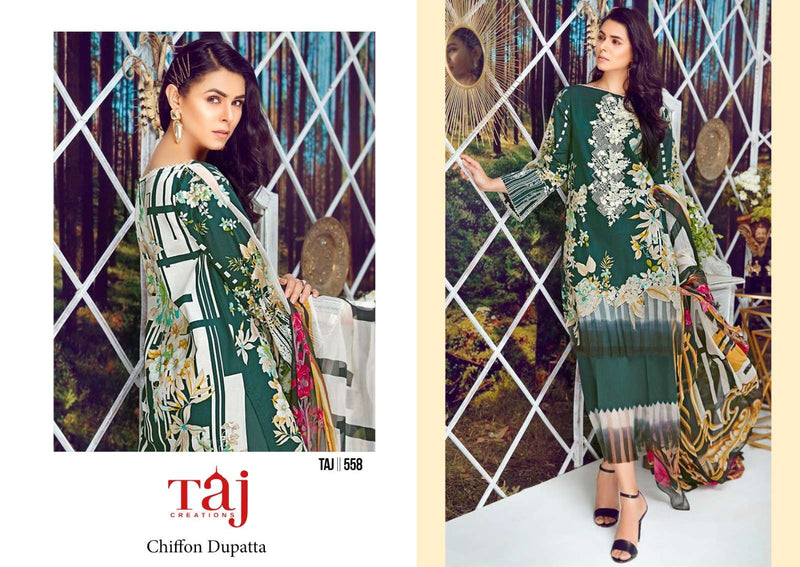 Taj Creation 557-559 Pure Cotton Print With Embroidery Work Salwar Suit