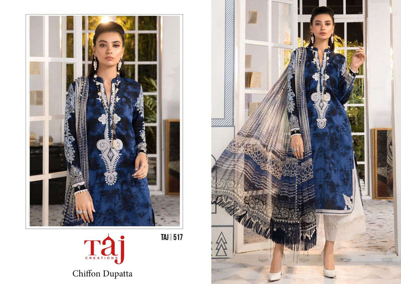 Taj Creation D No 517 And 518 Cotton Print With Heavy Embroidery Designer Salwar Suit